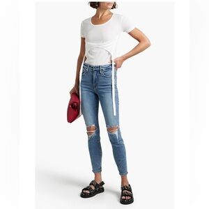 NWT GOOD AMERICAN Good Legs cropped distressed high-rise skinny jeans size 29
